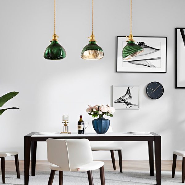 Creative Personality LED Copper Glass Green Retro Nordic Pendant Lights - Image 8