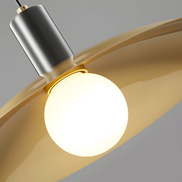 1-Light Mid-Century Brass Flared Pendant Light with White Glass Shade - Image 7