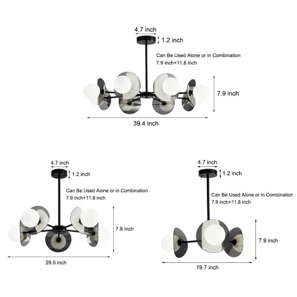 Round Electroplated Glass Piece Copper Black Modern Chandeliers Light - Image 6
