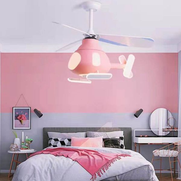 Cartoon Creative Aircraft Design LED Downrods Ceiling Fan Light - Image 15
