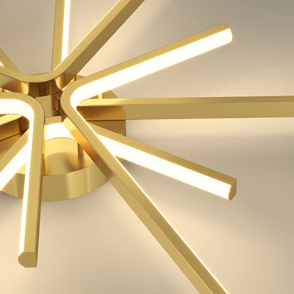 6-Light LED Semi Flush Mount Copper Starbursts Ceiling Light Fireworks Ceiling Lighting Fixture - Image 7