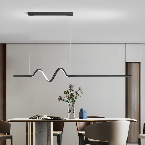 Creative Minimalist Wavy Strip LED Stepless Dimming Nordic Chandelier - Image 2