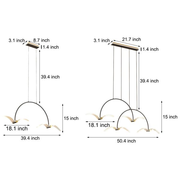 2/4-Light Modern LED Acrylic Seagull Linear Chandelier for Dining - Image 7