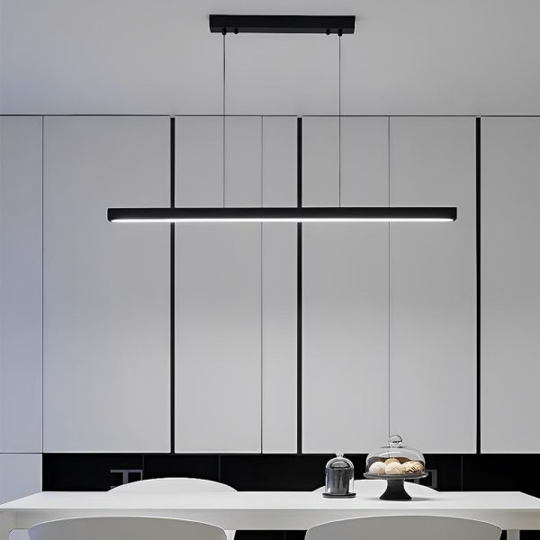 Minimalist Strip Stepless Dimming LED Black Modern Chandelier Pendant Lights - Image 6