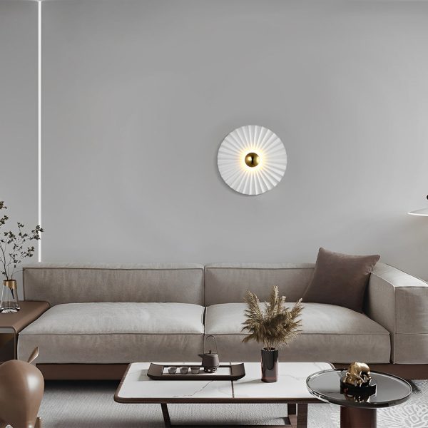 Lotus Leaf Round Pleated LED Creative White Modern Wall Lights Fixture - Image 4