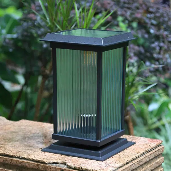 Retro Glass LED Waterproof Matte Black Modern Solar Fence Post Lights - Image 5
