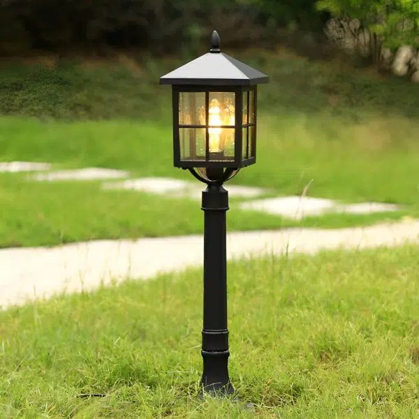 Retro Black Solar & Hardwired Outdoor Pavilion-Inspired Lawn Lamp - Image 3