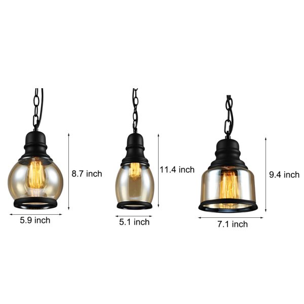 Retro Bottle Brown Glass Shade Creative Industrial Pendant Lights Chandelier - Image 5