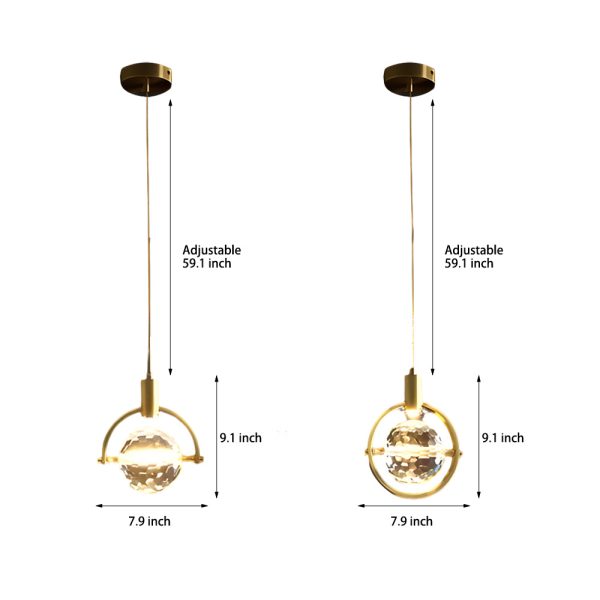 Round Semicircle Crystal Ball Ins LED Creative Modern Hanging Lights Fixture - Image 7