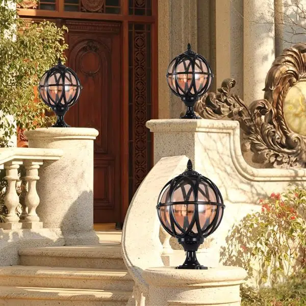 Round Glass E27 Waterproof European Style Outdoor Post Caps Lights - Image 5