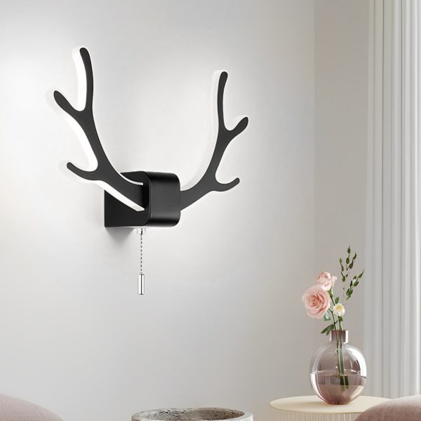 Creative Antlers Iron LED Nordic Wall Lamp Wall Light with Pull Switch - Image 4