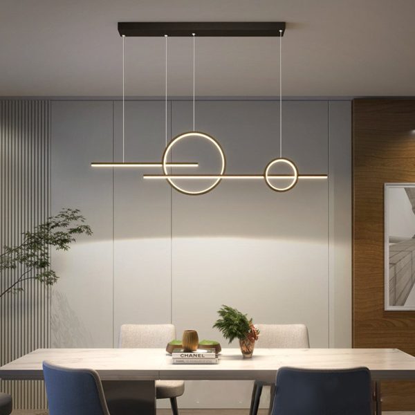 Long Strip Circles Three Step Dimming Stepless Dimmable LED Chandelier - Image 4