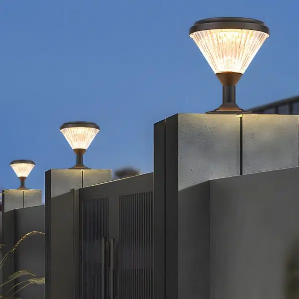 9-In H Waterproof Black Post Solar LED Pier Mount Light - Image 2