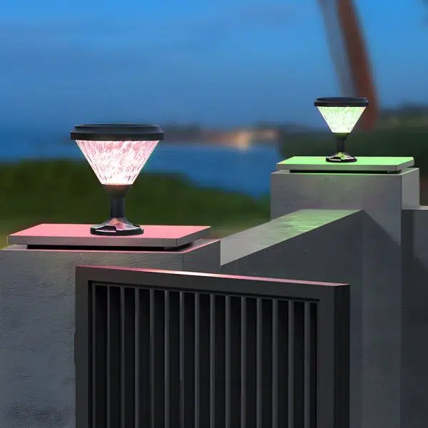 9-inch High Black Round LED Solar Post/Pier Light - Image 3