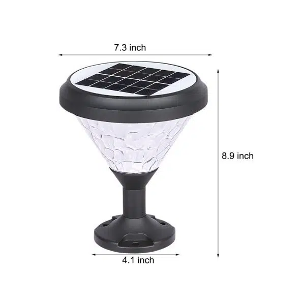 9-inch High Black Round LED Solar Post/Pier Light - Image 4