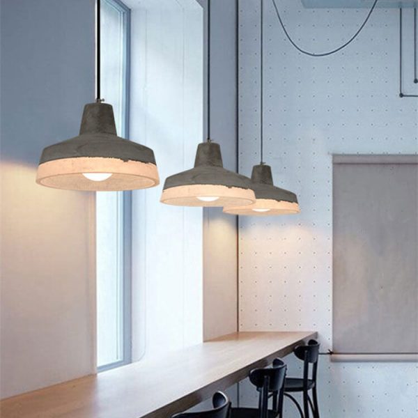 Industrial Minimalist Grey Shade 1-Light  Cement Pendant Light - Image 3