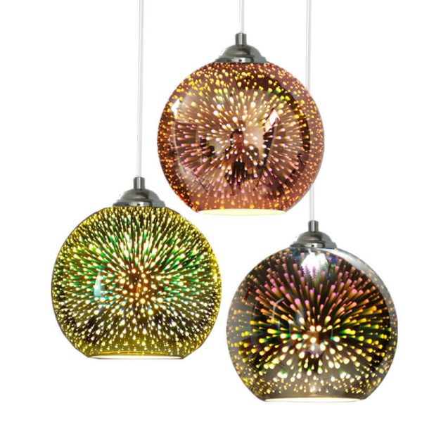 Modern Creative 3D Colorful Fireworks Glass 1-Light Dome Pendant Light - Image 16