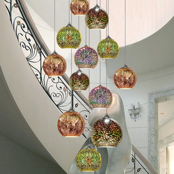 Modern Creative 3D Colorful Fireworks Glass 1-Light Dome Pendant Light - Image 12