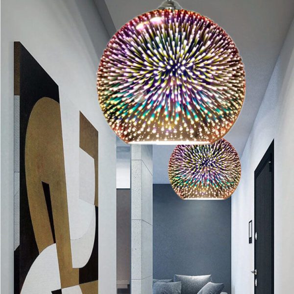Modern Creative 3D Colorful Fireworks Glass 1-Light Dome Pendant Light - Image 18