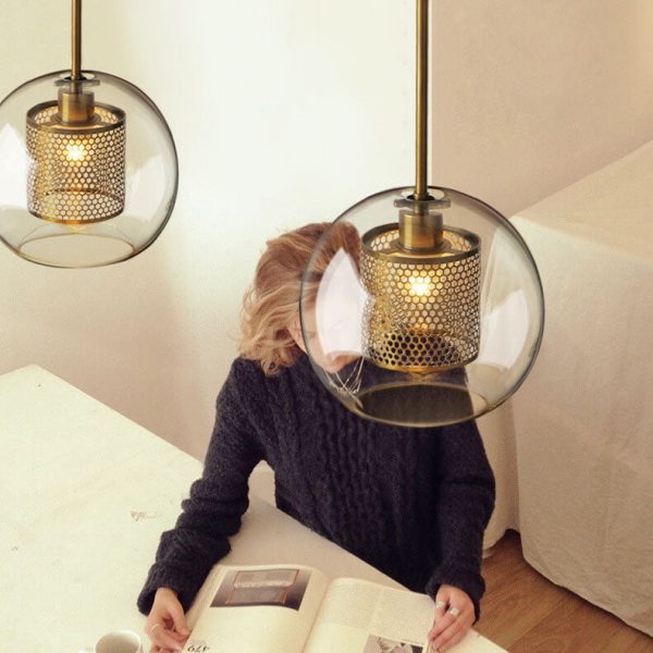 Clear Glass Globe 1-Light Dome Pendant Light - Image 2