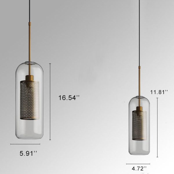 Clear Glass 1-Light Cylindrical Pendant Light - Image 4