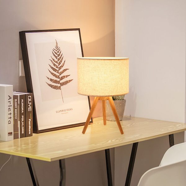 Modern Fabric Wooden 1-Light Table Lamps