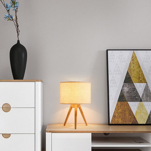 Modern Fabric Wooden 1-Light Table Lamps - Image 3