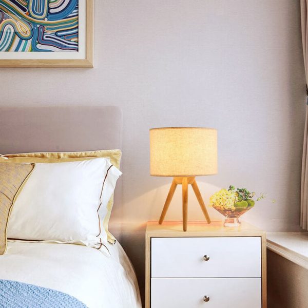 Modern Fabric Wooden 1-Light Table Lamps - Image 5