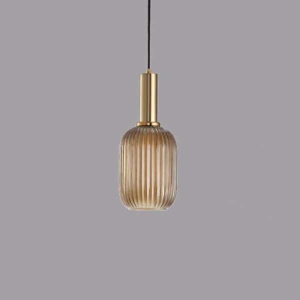 Minimalist Striped Glass Lantern 1-Light Pendant Light - Image 9