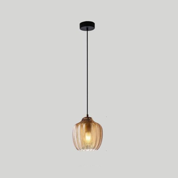 Nordic Textured Wavy Glass 1-Light Barrel Pendant Light - Image 11