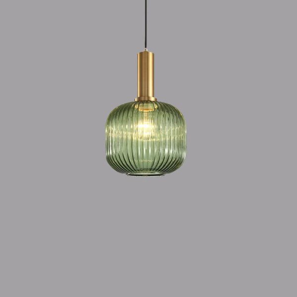Minimalist Striped Glass Lantern 1-Light Pendant Light - Image 11