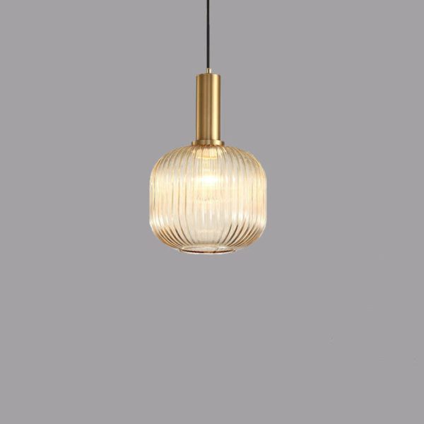 Minimalist Striped Glass Lantern 1-Light Pendant Light - Image 12