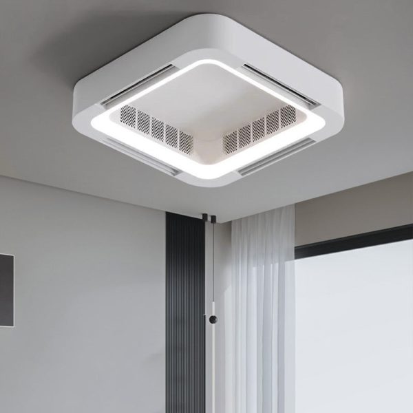 Modern Simplicity ABS Acrylic Hardware Square LED Flush Mount Ceiling Bladeless Fan Light For Bedroom - Image 5