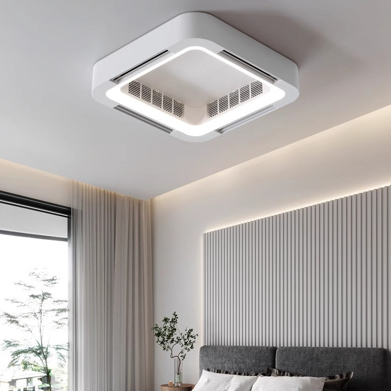 BS-Lighiting-LX01828-5.jpg Modern Simplicity ABS Acrylic Hardware Square LED Flush Mount Ceiling Bladeless Fan Light For Bedroom - Image 1