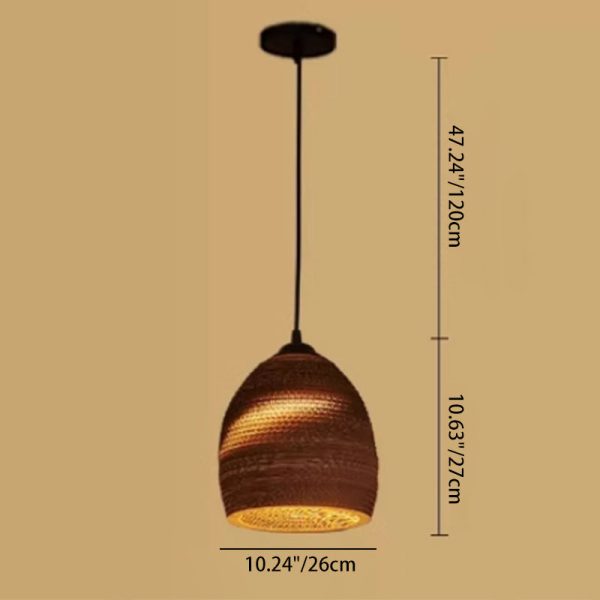 Contemporary Retro Paper Elliptic Spherical Bell Trapezoid Semicircle Polygonal 1-Light Pendant Light For Dining Room - Image 13