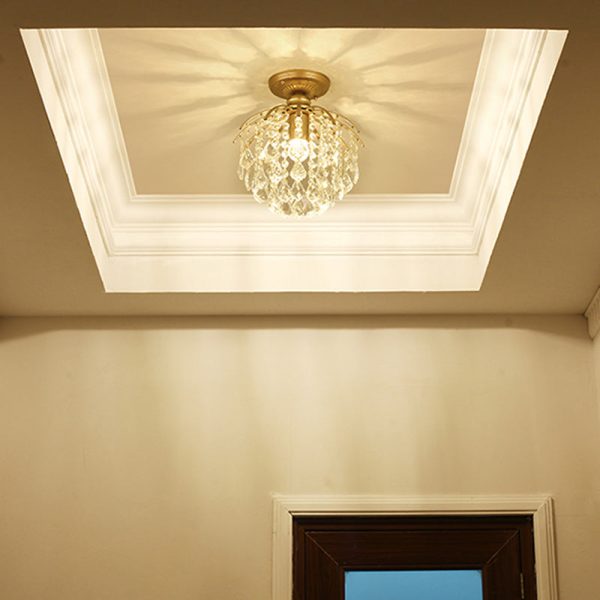 Modern Luxury Iron Crystal Branch 1-Light Semi-Flush Mount Ceiling Light For Living Room - Image 3