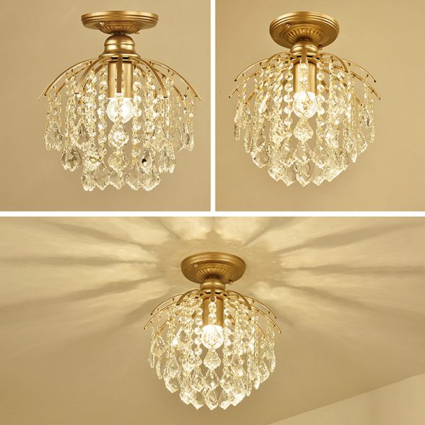 Modern Luxury Iron Crystal Branch 1-Light Semi-Flush Mount Ceiling Light For Living Room - Image 11