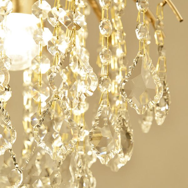 Modern Luxury Iron Crystal Branch 1-Light Semi-Flush Mount Ceiling Light For Living Room - Image 9