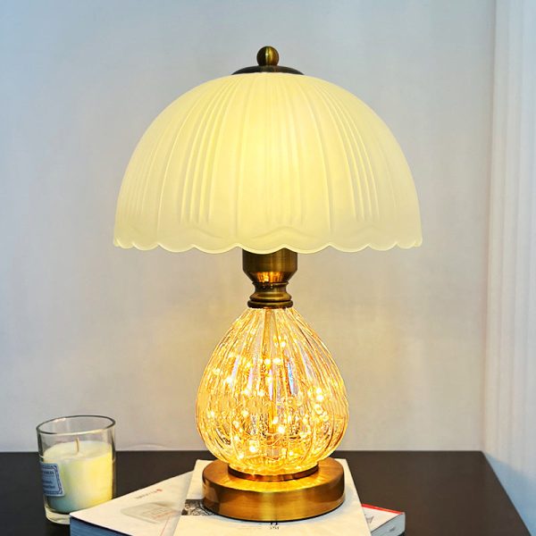 Modern Art Deco Glass Dome Shade Oval Base 1-Light Table Lamp For Living Room - Image 11