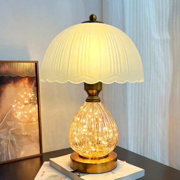 Modern Art Deco Glass Dome Shade Oval Base 1-Light Table Lamp For Living Room - Image 2