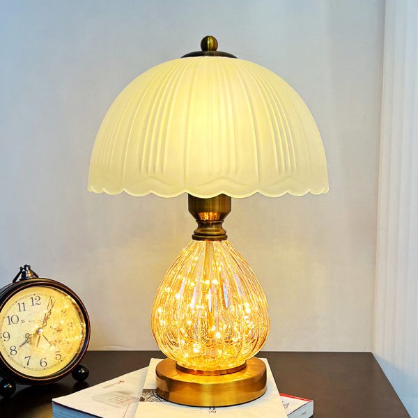 Modern Art Deco Glass Dome Shade Oval Base 1-Light Table Lamp For Living Room - Image 5