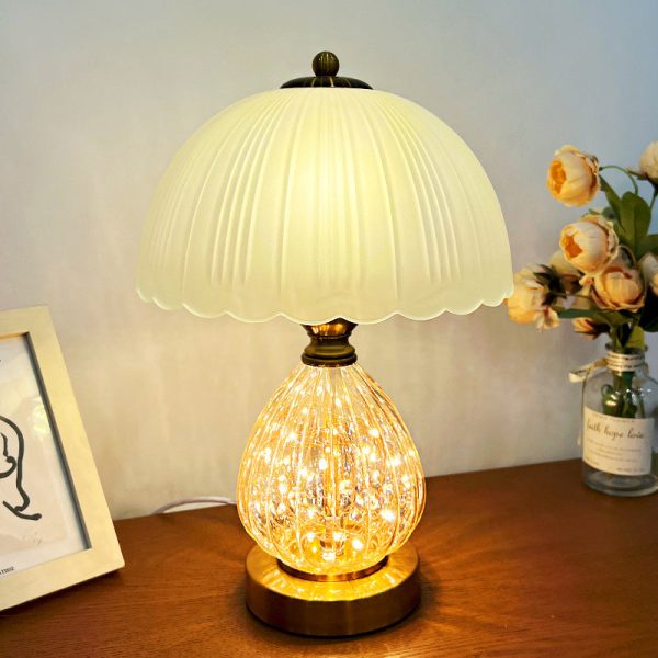 Modern Art Deco Glass Dome Shade Oval Base 1-Light Table Lamp For Living Room - Image 7