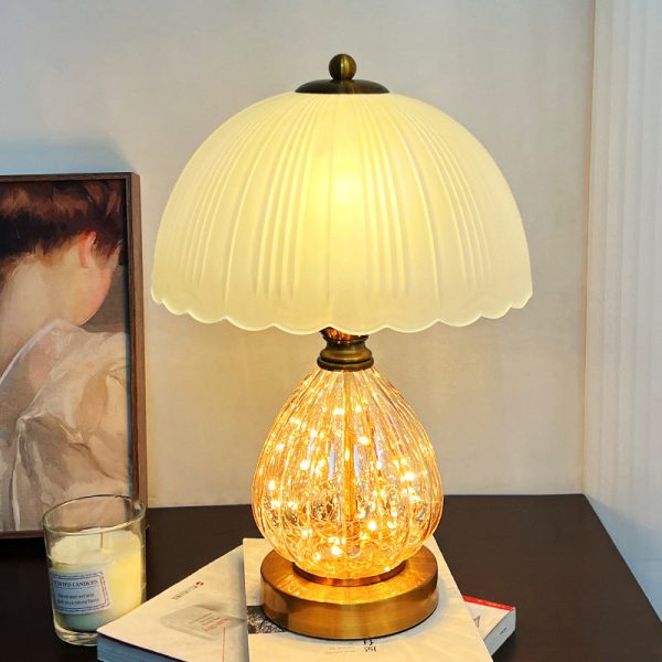 Modern Art Deco Glass Dome Shade Oval Base 1-Light Table Lamp For Living Room - Image 9