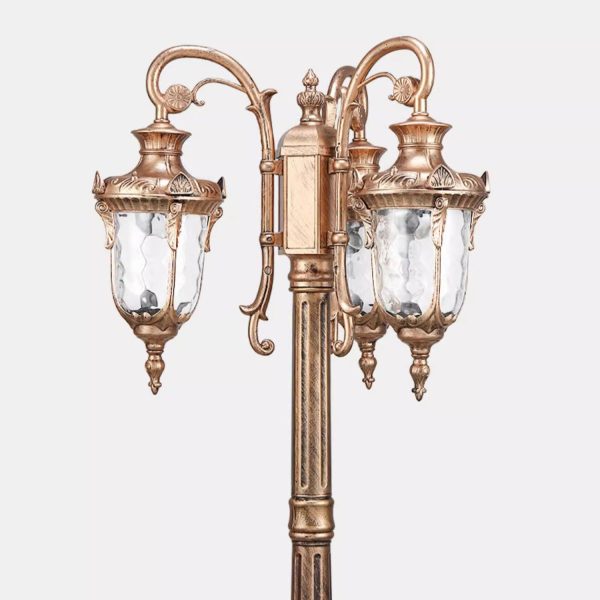 Traditional European Aluminum Water Glass Post Lamp 3-Light Outdoor Light For Garden - Image 17