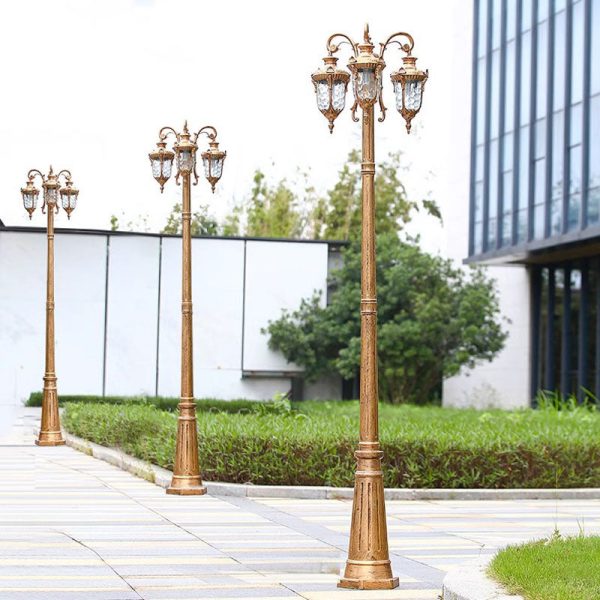 Traditional European Aluminum Water Glass Post Lamp 3-Light Outdoor Light For Garden - Image 20