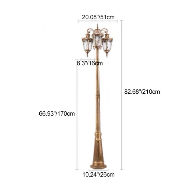 Traditional European Aluminum Water Glass Post Lamp 3-Light Outdoor Light For Garden - Image 4