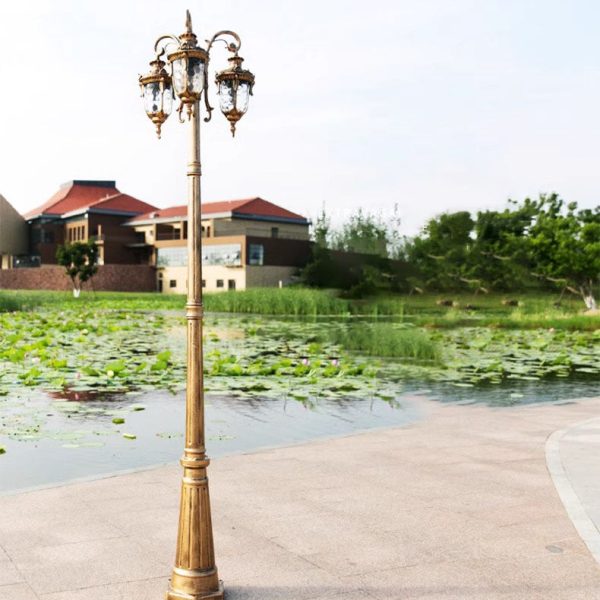 Traditional European Aluminum Water Glass Post Lamp 3-Light Outdoor Light For Garden - Image 23