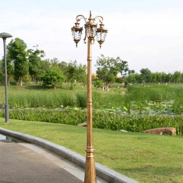 Traditional European Aluminum Water Glass Post Lamp 3-Light Outdoor Light For Garden - Image 24