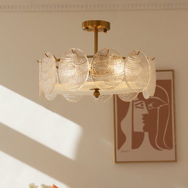 Traditional French Iron Glass Round 5/6/8-Light Semi-Flush Mount Ceiling Light For Living Room - Image 11