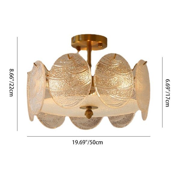 Traditional French Iron Glass Round 5/6/8-Light Semi-Flush Mount Ceiling Light For Living Room - Image 5